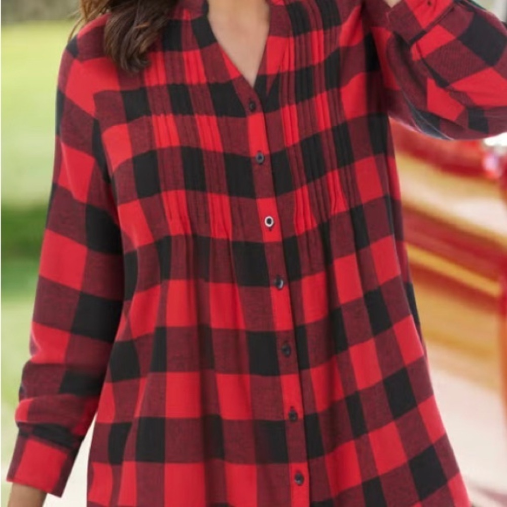 Woman Within Red and Black Plaid Shirt